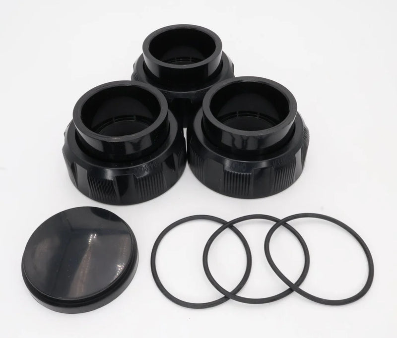 2" x 2 1/2" Drain Plug Cap Tailpiece and Union Nut Set of 3